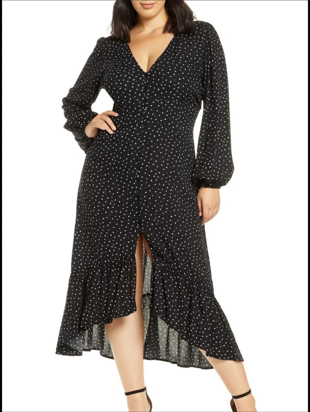 Leith Button Down Printed Midi Dress Size S